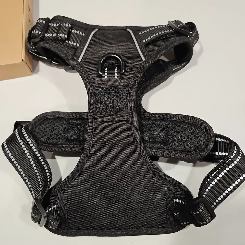 PHOEPET No Pull Dog Harness Medium Reflective Front Clip Vest with Handle BLK